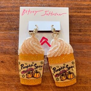 Betsey Johnson Pumpkin Spice Latte Dangle Earrings